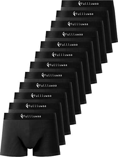 Fullluwaa Boxers (Lot de 12) Homme Coton Slip Fitted Trunk Caleçons,XL,Noir x 12