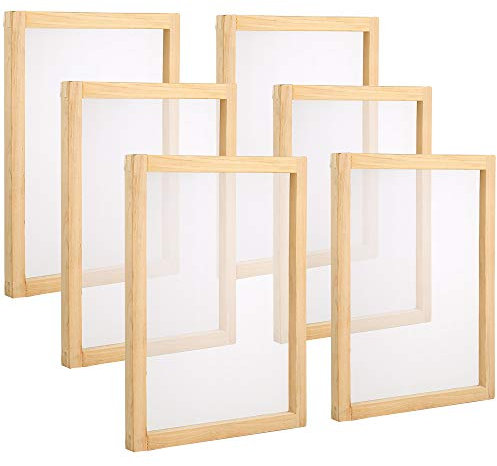 Pllieay Siebdruckrahmen aus Holz, 25,4 x 35,6 cm, mit 110 weißen Maschen für Siebdruck, 6 Stück