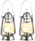 Lunartec LED Laternen: 2er-Set LED-Sturmlaternen mit Flammen-Effekt, 25 cm Höhe, silberfarben (Schiffs-Laterne, Deko-Sturmlampe, Tischleuchte Batterie)