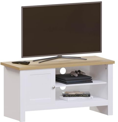 Vida Designs Arlington TV Unit Cabinet Stand Sideboard Entertainment Living room (White, 1 Door)