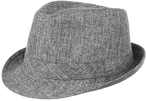 Lipodo Classic Melange Trilby Stoffhut Musikerhut mit gebogener Krempe Melierte Optik mit Hutband Kopfhöhe ca. 10 cm Damen Herren Frühjahr Sommer grau M (57-58 cm)