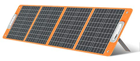 Panneau solaire pliable, FLASHFISH 18 V/100 W Chargeur solaire portable pour station d'alimentation portable, téléphone, ordinateur portable, avec sortie CC, port USB-C 65 W, port QC3.0 pour Camping