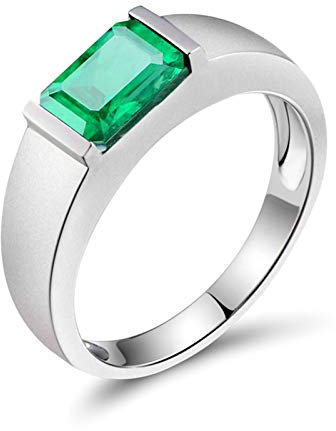 Beydodo Verlobungsring Weißgold 750 Echt Schmuck, 1.48ct Smaragd Ring Band Ringe für Damen Weißgold Trauringe Nickelfrei Gr.60 (19.1)