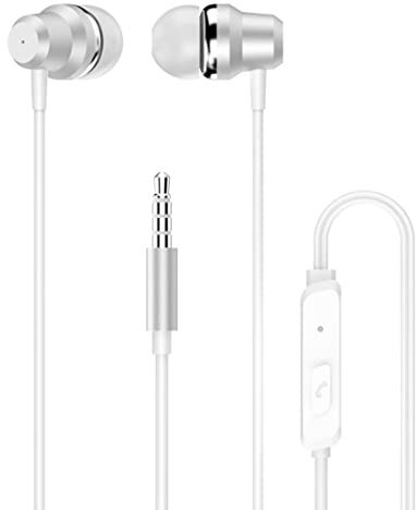 Dudao In Ear 3,5mm Kopfhörer mit Kabel Ear Kopfhörer Kabel Ohrhörer und Lautstärkeregler für Samsung Huawei iPhone und andere Geräte mit 3,5-mm-Klinke weiß