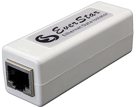 EverStar Isolateur galvanisé Ethernet MI-300 pour Apple/Android TV, systèmes audio haute résolution (RJ45) | Filtre de bruit de signal Ethernet | Gris clair