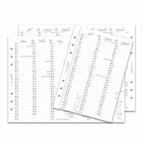 SinnWunder® 2026 Premium-Kalendereinlagen - Jahresplan - Leporello mit einem Halbjahr pro Seite - Größe Din A5