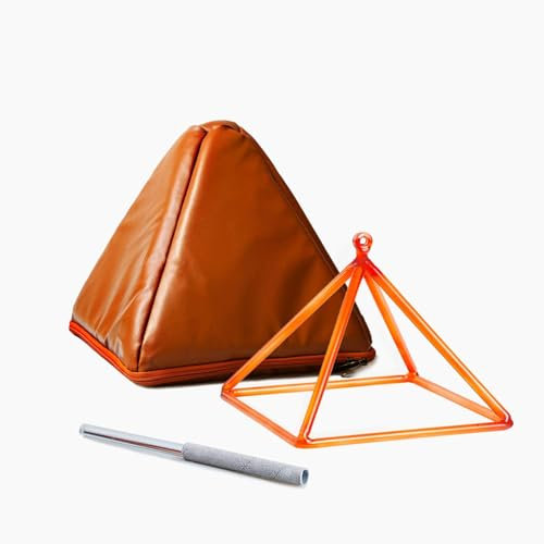 TOPFUND Orange Crystal Singing Pyramid 10 inch with Artificial Leather Carrying Case and Quartz Suede Striker