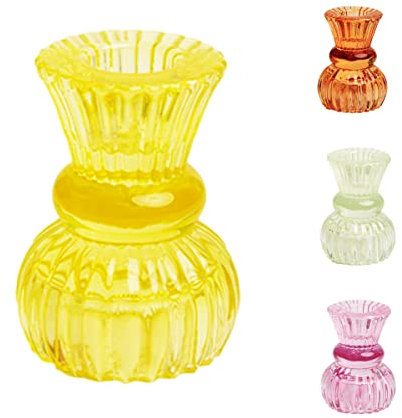 Talking Tables 1 Stück gelber Glas-Kerzenhalter vielseitig nutzbar für Kerzen und Teelichter, ideale dekorative Tischdekoration für Hochzeiten, Ostern, Sommer, Maße: 7,5 cm Höhe, 2 cm Breite