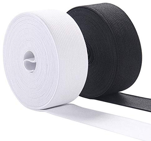 MYUREN 25mm (1 inch) Wide Flat Elastic Bands Waistband Tape Sewing Bands Webbing Garment Sewing Accessories for Dressmaking/Sewing/DIY Crafts -9m (4.5m Black, 4.5m White)
