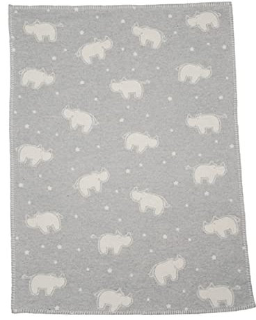 David Fussenegger Babydecke Lena 'Nashörner' 75 x 100 cm Filz - Hellgrau
