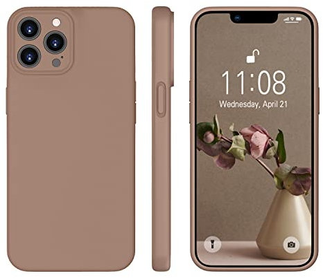 WXX iPhone 12 Pro Hülle Silikon Case, Hanyhülle iPhone 12 Pro Ultra Dünn mit Microfiber, Flüssig Silikon Gel Gummi Kratzfeste Schutzhülle Matt Hülle für iPhone 12 Pro 6.1'' 2020 Braun