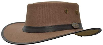 Walker und Hawkes - Outback-Stanley-Hut aus Segeltuch - Hellbraun - Medium (58cm)