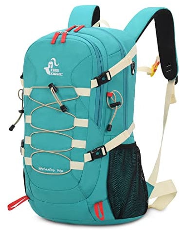 Bseash 40L Leichter wasserdichter Wanderrucksack mit Regenschutz, Outdoor Sport Reise Tagesrucksack Multifunktions Reisetasche für Camping Klettern Skifahren Radfahren (Türkis)