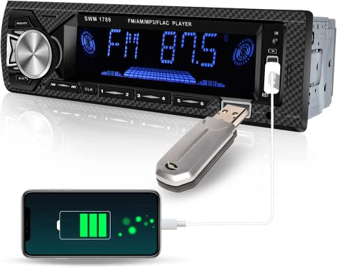 Hikity Autoradio 1 DIN Vivavoce Doppio BT, 1DIN LCD Radio Auto Supporto 2USB AUX TF WMA WAV FLAC Lettore MP3 FM Bottoni a Colori - Autoradio DIN 1