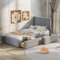 KecDuey Einzelbett,Polsterbett 90 x 200 cm Bett mit Lattenrost, Rückenlehne und Zwei Schubladen, hautfreundlicher Flanellstoff Beige flaches Kinderbett Jugendbett Gästebett (Grau#, 90 x 200 cm)