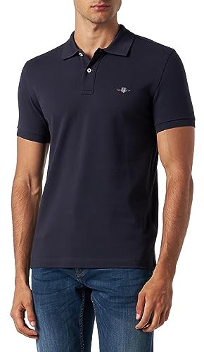 GANT Men's Slim Shield Ss Pique Polo Shirt Polo Shirt , Evening Blue,XXL