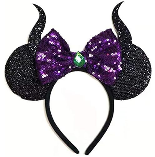 LEEMASING Serre-tête maléfique avec oreilles de souris pour Halloween, cosplay, fête (04)