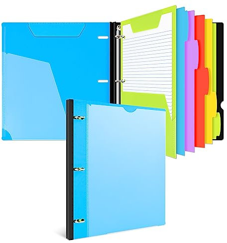 INFUN All-in-One-Teleskop-Notizbuch, nachfüllbar, 3-Ring-Notizbuch, Ordner mit 1 beweglichen Kunststoff-Taschenordner, 5 Trennblättern aus Kunststoff, Millimeterpapier und College-Papier, liniertes