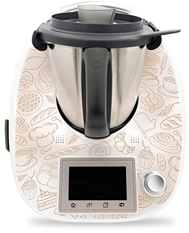 Deko Schutz Aufkleber kompatibel mit Küchenmaschine Thermomix TM5 Design Sticker Klebefolie Zubehör Küchengerät wasserfest selbstklebend RX041 (03 Bakery)