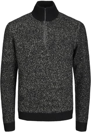 Jack & Jones Men's Jcospace Knit Half Zip Sn Sweater, Black, S