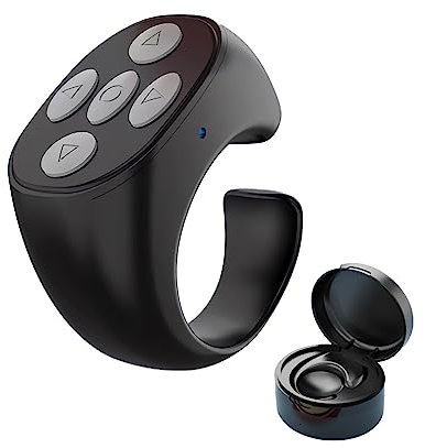for TikTok Remote Control Ring, Page Turner, Wireless Camera Shutter Selfie Button with Charging Case, Bluetooth Finger Remote for iOS for Android, Major Smartphone APPs