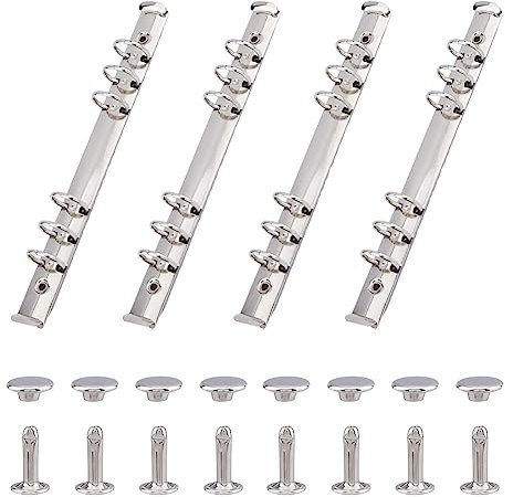 SUPERFINDINGS 4 Teiliges 6 Loch Ringbuch Mechanismus Ersatzset A5 Notizbuch Mechanismus Ersatz Metallclip Ringbuch Mit Schrauben Und Muttern. Innendurchmesser: 21mm