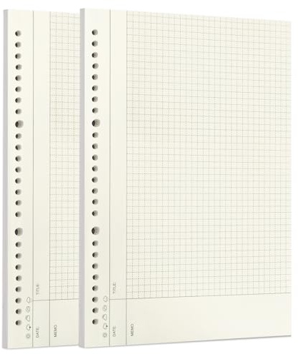 Zelten Loose Leaf Punched Paper Refills Paper for 6 Hole Binder Personal Organizer Diary Notebook Refillable Planner (Square Connell,B5/26 Hole)