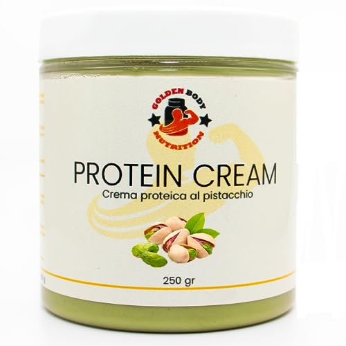 Golden Body Nutrition Crema Proteica Pistacchio Spalmabile 250g - Proteine 25gr, Senza Olio di Palma, Zuccheri Ridotti con Maltitolo - Colazioni e Spuntini Deliziosi e Nutrienti