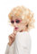 SKHAOVS Damen Blond Perücke Synthetische Kurz Lockig Perücken Halloween Karneval Cosplay Kostüme mit Pony Hellblond Alte Dame Perücke kurz gelockt Oma Perücke Halloween Perücke(Blond)