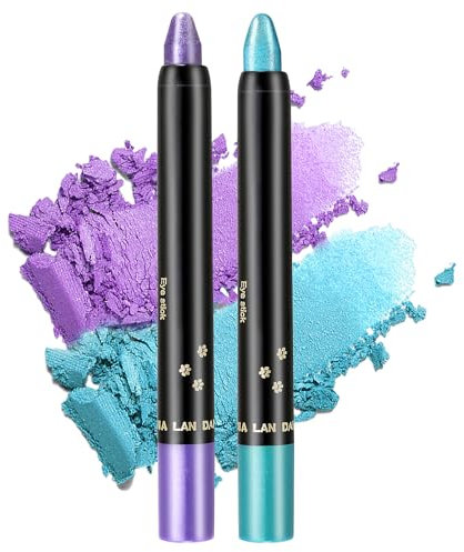 Jutqut Lila und Blau Glitzer Lidschatten Stift, Wasserfest Eyeliner Stick Schimmer Metallic, Waterproof Long Lasting Eyeshadow Pencil, Cream Augenstift, Lazy Eyes Lidschattenstift, Augen Make up 11