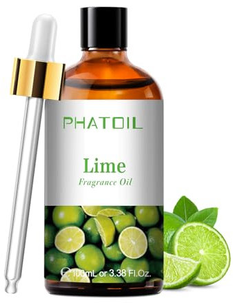 PHATOIL Oli Essenziali Lime 100 ml, Oli Essenziali Profumati per Diffusori, Olio Essenziale di Lime per Diffusore Aromaterapia, Umidificatore, Candele Fai da De