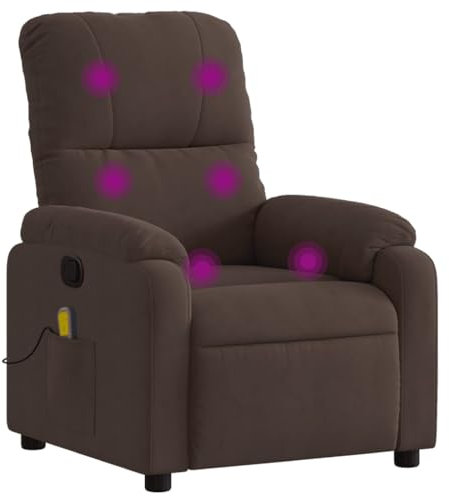 vidaXL Massagesessel, Sessel Verstellbare Rückenlehne Fußteil, Fernsehsessel Relaxsessel mit Liegefunktion, Liegesessel Polstersessel Ruhesessel, Braun Mikrofasergewebe