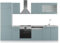 Vicco Küchenzeile R-Line, Küchenblock, Blau-Grau/Weiß, 300 cm, AP Marmor