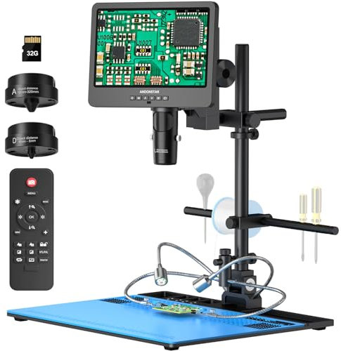 Andonstar AD249S-Max Digitales Mikroskop mit 3 Linsen, mit Max-Ständer
