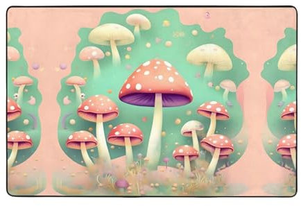 BROLEO Dream Pilzbild, Flanell-Bodenmatte, 91,4 x 61 cm, feiner Samt, absorbiert Wasser, langlebig, weich