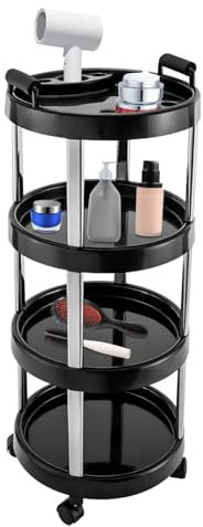 Atnhyruhd Rund Profi Friseurwagen Arbeitswagen Rollwagen 4 Etage Kosmetikwagen Rollcontainer rollwagen Beauty Trolley Salonwagen