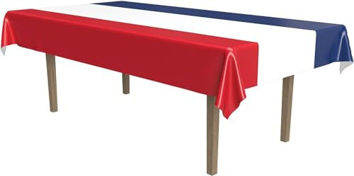 Französische Party-Dekorationen, 2 Stück, französische Flagge, blau-weiß und Tischdecke für französische Partyzubehör, amerikanische Motto-Partygeschenke