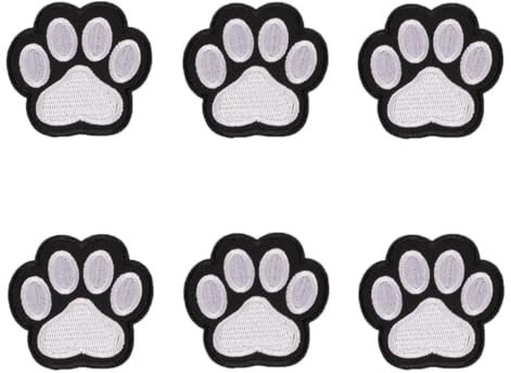 6 Stück bestickte Pfoten-Aufnäher zum Aufbügeln, Hundepfoten-Aufnäher zum Aufbügeln, niedliche Hundepfoten-Reparaturflicken, DIY-Bastelzubehör für Kleidung, Jacke, Jeans, Rucksäcke