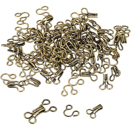 sourcing map 60pcs Sewing Hooks and Eyes Closure, 12.2mm Bra Hooks Clothing Fastener, Bra Sew Closure Replacement Suitable for Bra Skirt Clothing Trousers Coat Jacket Sewing DIY Craft, Bronze