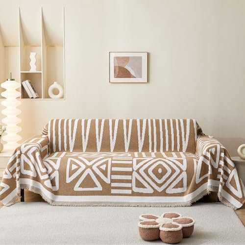 SHANNA Sofa Überwurfdecke 1/2/3/4 Sitzer, Chenille AB Seiten Ganzjährig Nutzbar Sofabezug L Form U Ecksofa Große Sofa Überzug, Vielseitige Sofaüberwurf Couch Überzug Sofa Cover Futonbezug mit Quaste
