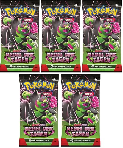 Pokemon Karmesin & Purpur 5 Nebel der Sagen Booster Packs - Deutsch und BB-Toy-Trades Toploader