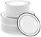 MATANA 120 Platos de Plástico Blanco Premium con Borde Negro, 2 Tamaños - Elegantes y Reutilizables - Vajilla Resistente e Irrompible para Bodas, Cumpleaños, Catering, Fiestas