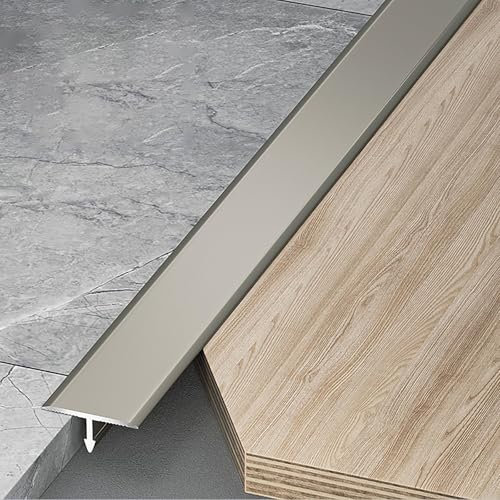 Raouoae Übergangsprofil T-Profil Ausgleichsprofil Aluminium Eloxiert Übergangsschiene 3 Stück 100cm Flach Ausgleichsprofil Abschlussleiste Für Fliesen Laminat/Parkett(High-End-Grau,Breite: 15 mm)