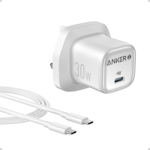 Anker Zolo 30W Compact GaN Charger, PIQ 3.0 PPS Fast Charging, Exclusive Low-Temperature Technology, Ultra-Safe and Portable, For iPhone, iPad, Samsung, Pixel, and More (USB-C Cable Included)