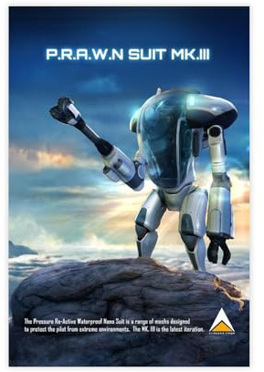 KJUFE Poster Videospiele mit Garnelenanzug, Subnautica, Leinwandposter, Wandkunst, Dekordruck, Bild, Gemälde für Wohnzimmer, Schlafzimmer, Dekoration, 20 x 30 cm