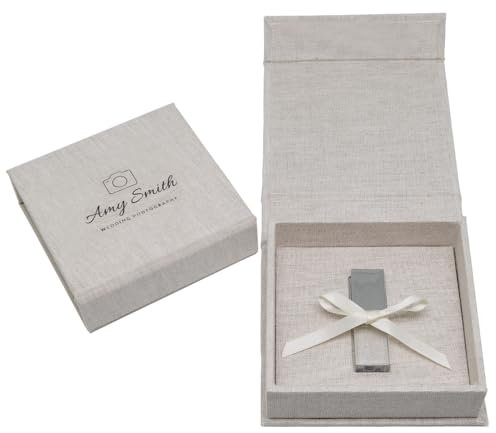 Personalised Wedding USB Stick with Box, 32GB or 16GB USB 3.0 Memory, Photo Box, Custom Logo
