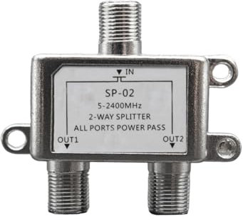 Distribuidor de antena de satélite de 2 vías para funcionamiento simultáneo, 2 receptores, divisor de alta calidad para satélites, sistemas de cable, adaptador de cable de antena para televisores