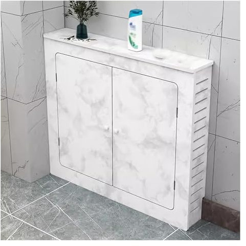 Custom PVC Wood Plastic Board Radiator Cover Screen with 2 Doors and Vertical Slats for Kids Room Hallway Toilet Patio Style C 120x80