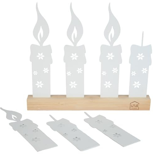 UNUS Adventskerzen-Aufsteller Flexibler Adventskranz ohne Flamme Weiß | Weihnachtsdeko mit austauschbaren Kerzen für Adventszeit