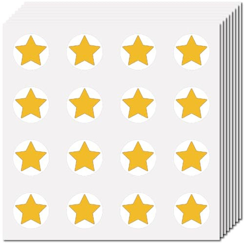 CREATCABIN 128 Stück Stern Planer Aufkleber Helm Aufkleber Selbstklebend Wasserfest Goldene Sterne Aufkleber Runde Punkte Cartoon Aufkleber Massenetiketten Für Scrapbooking Basteln Kalender 2.5cm